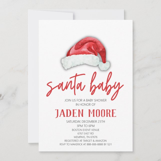 Invitation Père Noël Baby Red Casquette Noël Shower Invitatio (Devant)