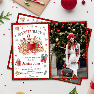 Invitation Père Noël Baby shower de Noël Cookies et cacao