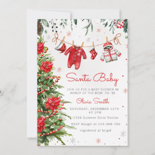 Invitation Père Noël Baby shower de vêtements d'hiver Noël bé