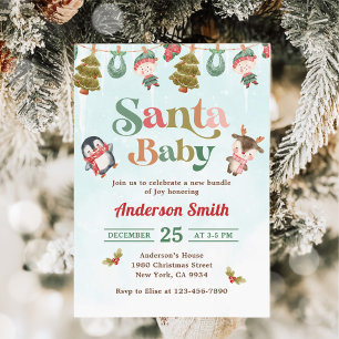 Invitation Père Noël Baby Winter Baby shower de Noël