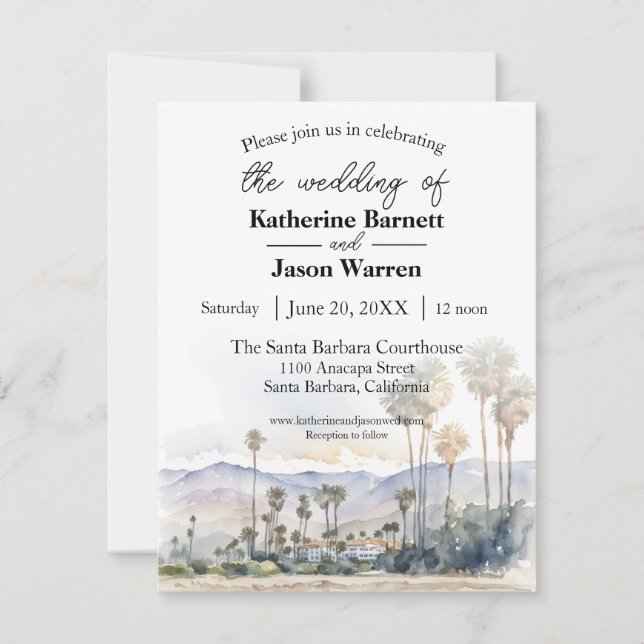 Invitation Père Noël Barbara Beach Watercolor Mariage (Devant)