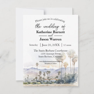 Invitation Père Noël Barbara Beach Watercolor Mariage