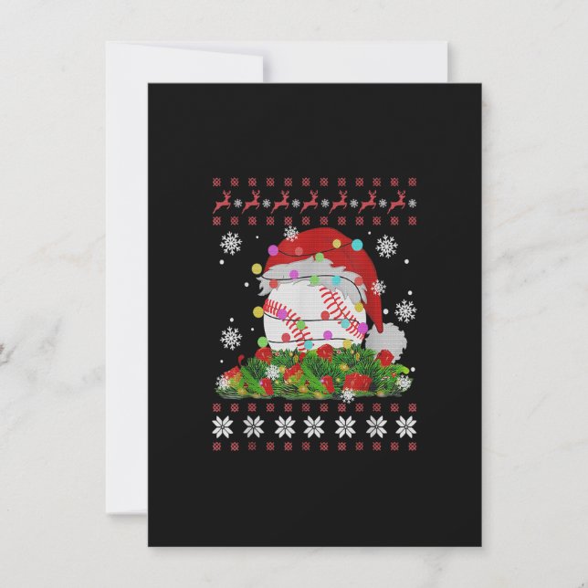 Invitation Père Noël Baseball Chapeau Renne Joueur de Basebal (Devant)