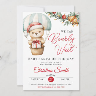 Invitation Père Noël Bébé on peut attendre Baby shower