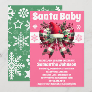 Invitation Père Noël bébé rose Coquette Baby shower de la boî