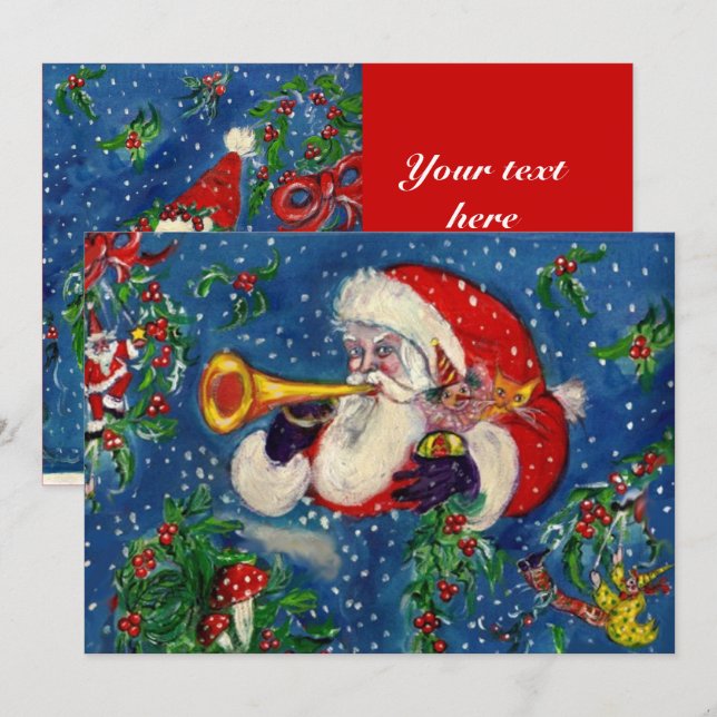 INVITATION PÈRE NOËL BUGLER MUSICAL NOËL SOIRÉE FÊTE DE VACAN (Devant / Derrière)