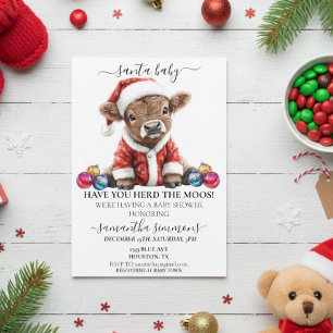 Invitation Père Noël Christmas Holiday Highland Baby shower