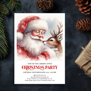 Invitation Père Noël classique Rudolph nuit de Noël