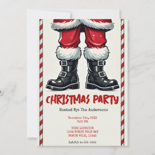 Invitation Père Noël cool en Bottes noires Fête de Noël