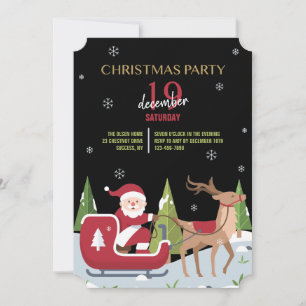 Invitation Père Noël dans son traîneau Soirée de Noël