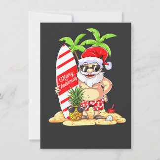 Invitation Père Noël de Noël en Juillet Surf Hawaïen Hommes É