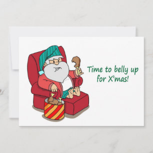 Invitation Père Noël drôle se muscle pour le festin de la fêt