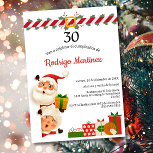 Invitation Père Noël espagnol & Mme Claus Noël 30e anniversai