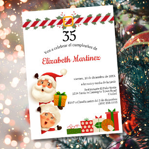 Invitation Père Noël espagnol & Mme Claus Noël 35e anniversai