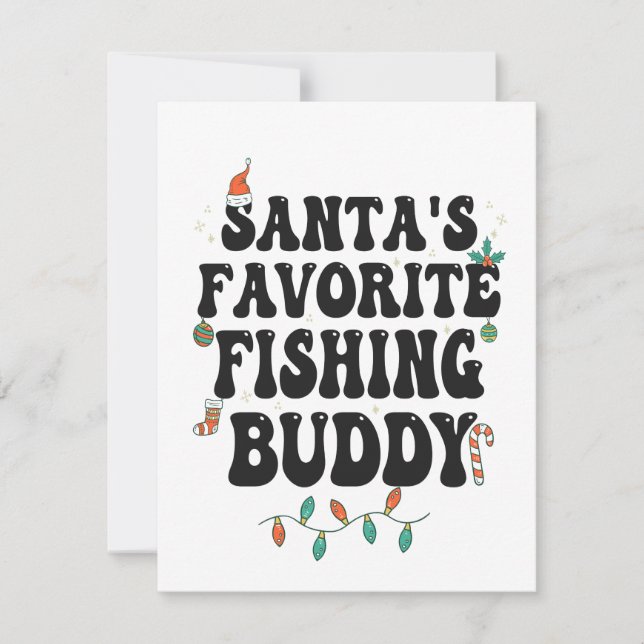 Invitation Père Noël Favori Pêche Buddy Funny Christmas Papa (Devant)