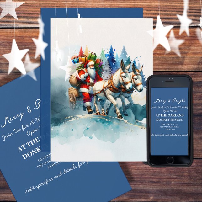 Invitation Père Noël Festif Aquarelle Avec Dons (Enjoy this Festive Christmas design! Customize with your favorite holiday event or greeting. )
