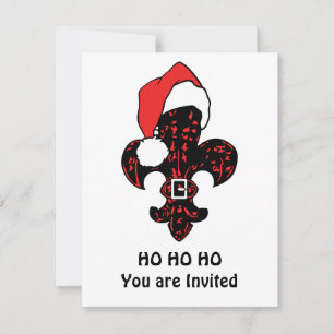 Invitation Père Noël Fleur de lis (rouge)
