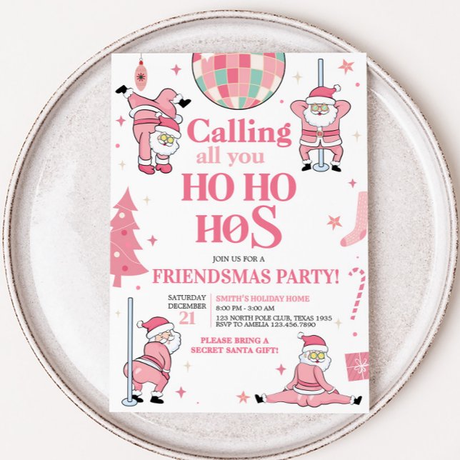 Invitation Père Noël Friendsmas Noël (Friendsmas Funny Santa Christmas Party Invitation)