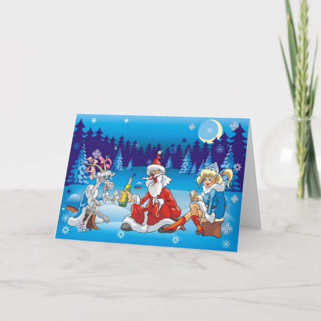 Invitation Père Noël ivre Noël laid (Devant)