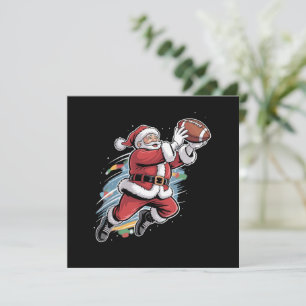 Invitation Père Noël jouant au football américain de Noël 