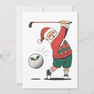 Invitation Père Noël Jouer Golf Joueur de Noël