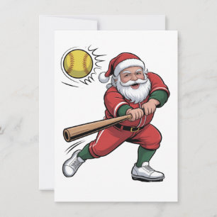Invitation Père Noël Jouer Softball Christmas Player Sport