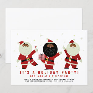 Invitation Père Noël noir dansant drôle fête
