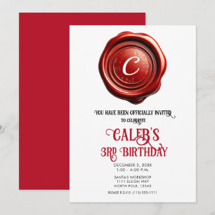 Invitation Père Noël Red Wax Seal North Pôle Noël