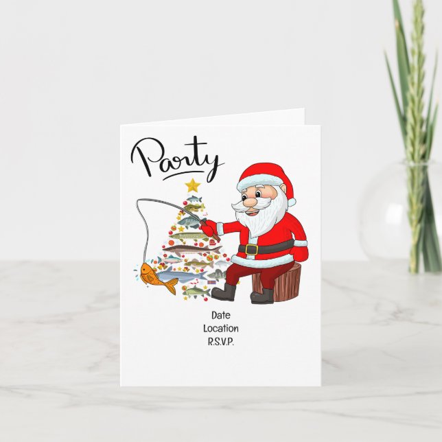 Invitation Père Noël rejoint les fans de pêche pour la fête d (Devant)