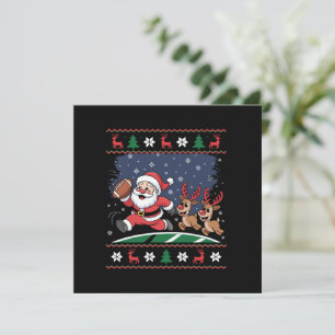 Invitation Père Noël Renne Joue au Football Américain Noël dé