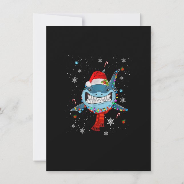 Invitation Père Noël Shark lumières Noël garçons amusants Sha (Devant)