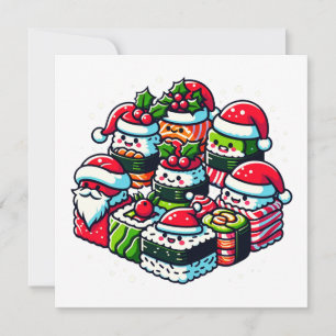 Invitation Père Noël Sushi Delight - Art de Noël Festif