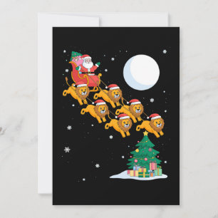 Invitation Père Noël Traîneau Lions Arbre de Noël Lune Noël
