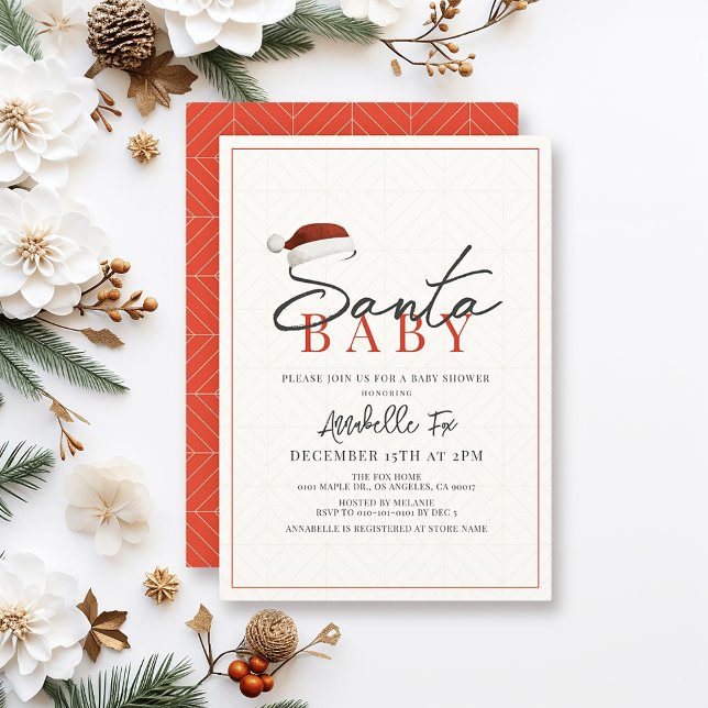 Invitation Père Noël Vacances de Noël Baby shower minimal (Créateur téléchargé)
