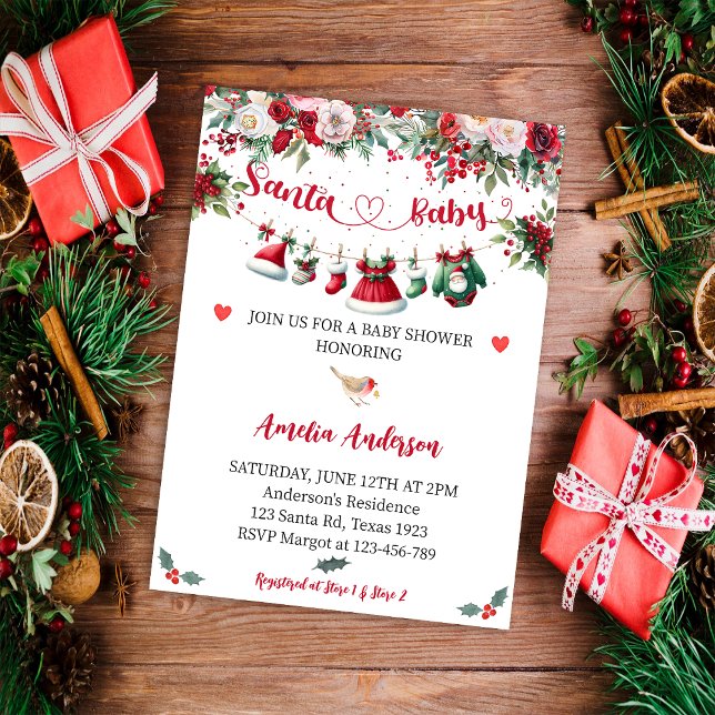 Invitation Père Noël Vêtements pour bébés Baby shower d'hiver (Créateur téléchargé)