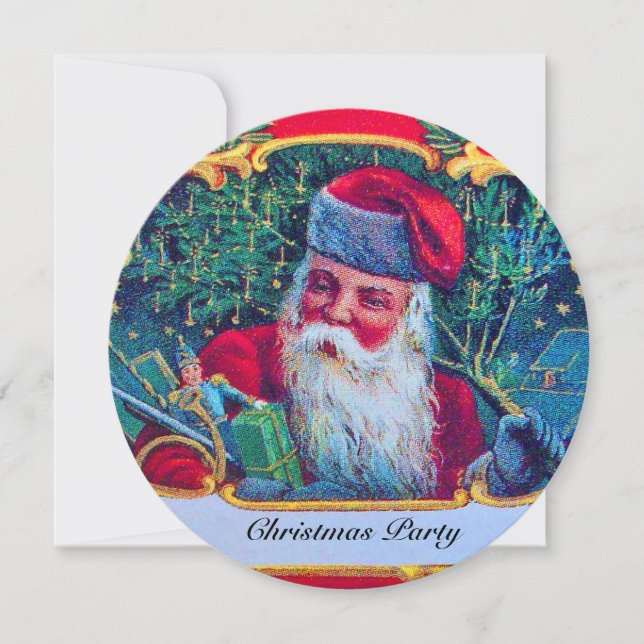 INVITATION PÈRE NOËL VINTAGE CHRISTMAS PARTI (Devant)