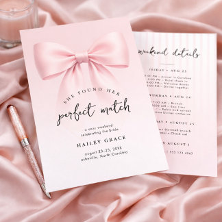 Invitation Perfect Match Elegant Minimal Bachelorette Weekend