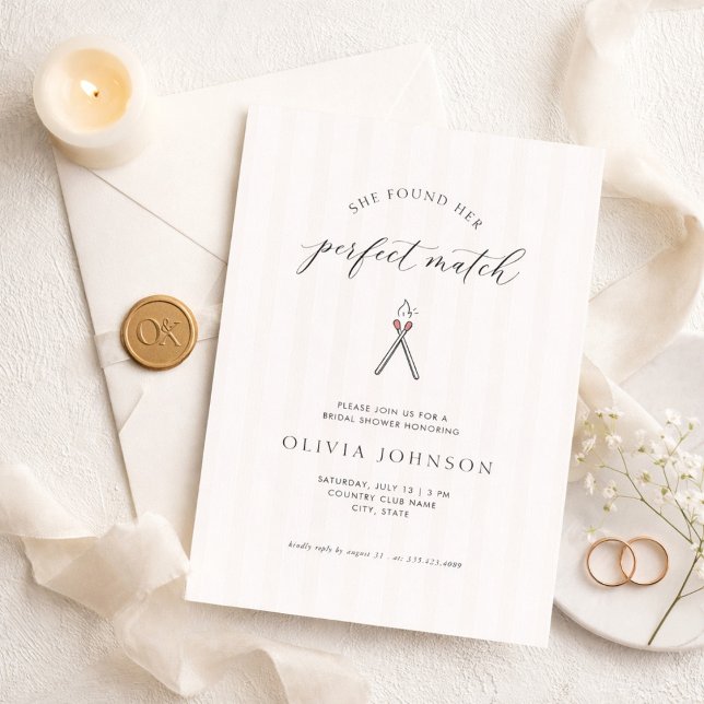 Invitation Perfect Match Elegant Modern Stripe Bridal Shower (Créateur téléchargé)