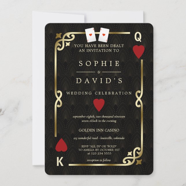 Invitation Perfect Pair Ace Casino Las Vegas Poker Wedding (Devant)