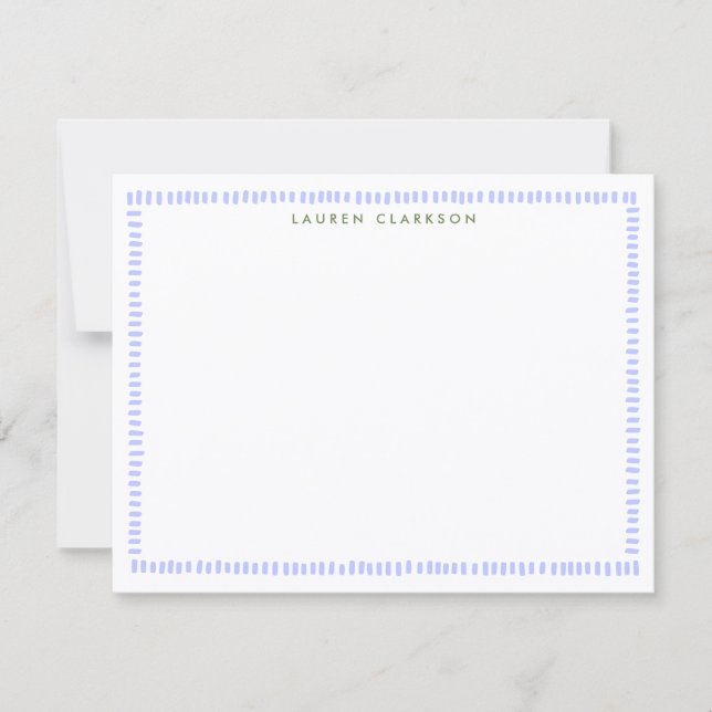 Invitation Periwinkle Hand-Painted Border Note Card (Devant)