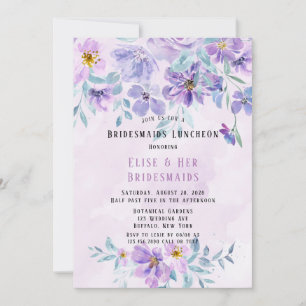 Invitation Périwinkle Lilac Peony Wreath Bridesmaiers Déjeune