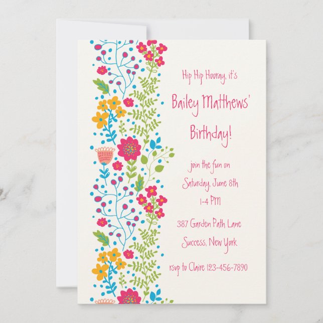 Invitation Perky Floral Border (Devant)