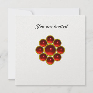 INVITATION PERLE BLANCHE MON AVEC PIERRES GEMMES RUBIS ROUGE