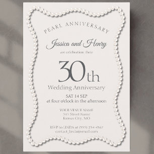 Invitation Perle Élégante photo du 30e anniversaire de mariag