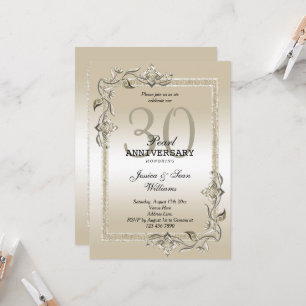 Invitation Perle Gemme et Paillettes 30e Anniversaire de Mari