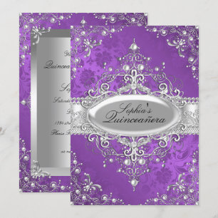 Invitation Perle violette Vintage Glamor Quinceanera