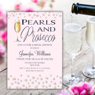Invitation Perles à thème rose et Fête des mariées de poursui