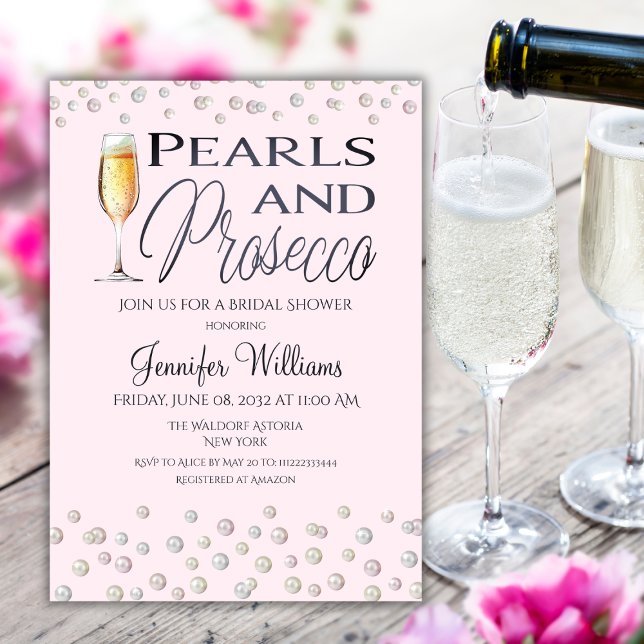 Invitation Perles à thème rose et Fête des mariées de poursui (Créateur téléchargé)