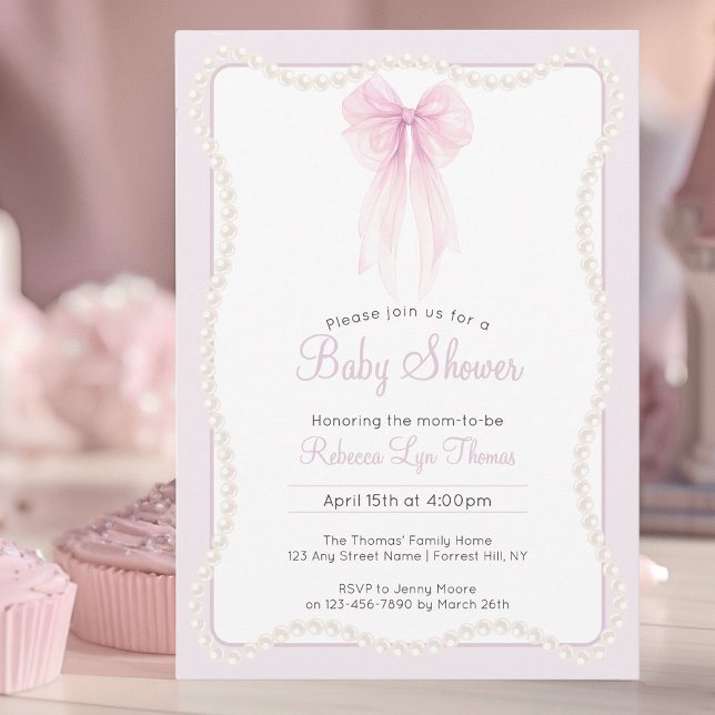 Invitation Perles arc rose pâle petit baby shower millénaire (Créateur téléchargé)