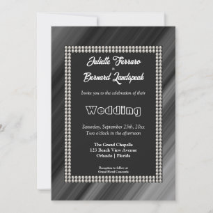 Invitation Perles Blanches, Mariage Rétro Noir & Blanc